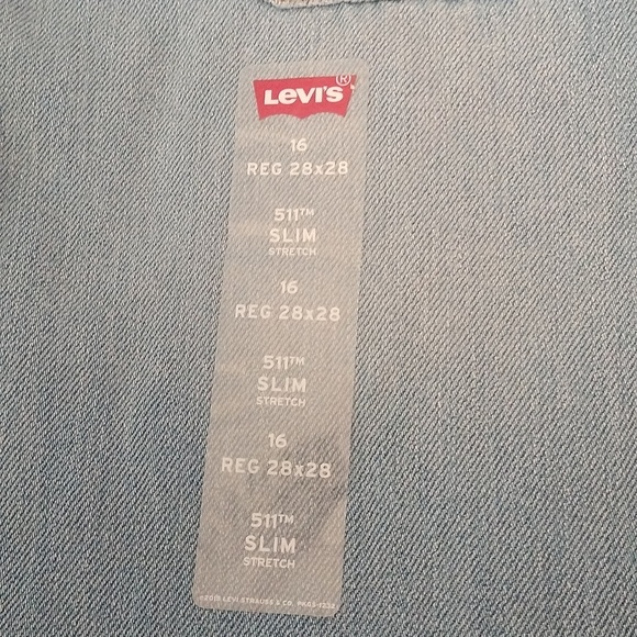 Levi's Big Boys 511 Slim Stretch Denim Blue Jeans, Dallas, 16 Regular 28x28 - Picture 3 of 8